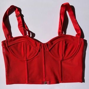 White Fox Red Corset Crop